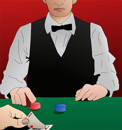 dessin croupier cartes jetons